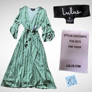 Lulus Socialite Polka Dot Wrap Midi Dress Sz S